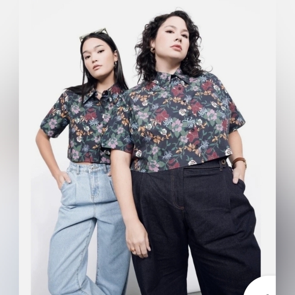 Wildfang Essential Cropped Button-up, L, EUC